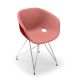 Chaise coque rouge corail rembourrée tissu Rose-Medley 63064 pieds treillis chromés UNI-KA Et-al