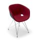 Chaise coque gris petit gris rembourrée tissu Rouge-Medley 64123 pieds treillis chromés UNI-KA Et-al