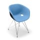 Chaise coque noire rembourrée tissu  Bleu ciel-Medley 67052  pieds treillis chromés UNI-KA Et-al