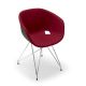 Chaise coque gris tourterelle rembourrée tissu Rouge-Medley 64123 pieds treillis chromés UNI-KA Et-al