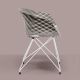 Chaise pieds treillis laqués blanc, coque gris tourterelle  596 VR UNI-KA Et-al