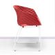 Chaise pieds luge laqués blanc, coque rouge corail 595 VR UNI-KA Et-al