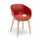 Chaise pieds hêtre naturel, coque rouge corail UNI-KA Et-al