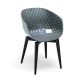 Chaise pieds hêtre teinté noir, coque gris petit-gris UNI-KA Et-al