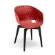 Chaise pieds hêtre teinté noir, coque rouge corail UNI-KA Et-al