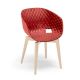 Chaise pieds hêtre teinté érable, coque rouge corail UNI-KA Et-al