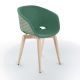 Chaise pieds hêtre teinté érable, coque pistache, tissu vert pin UNI-KA Et-al