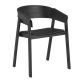 Chaise COVER noire, assise cuir noir Muuto