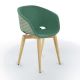 Chaise pieds hêtre naturel, coque pistache, tissu vert pin UNI-KA Et-al