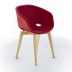 Chaise pieds hêtre naturel, coque rouge corail, tissu rouge UNI-KA Et-al