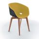 Chaise pieds hêtre teinté noyer, coque anthracite, tissu ocre UNI-KA Et-al