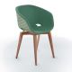 Chaise pieds hêtre teinté noyer, coque pistache, tissu vert pin UNI-KA Et-al