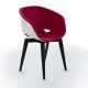 Chaise pieds hêtre teinté noir, coque blanche, tissu rouge UNI-KA Et-al