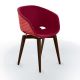 Chaise pieds hêtre teinté wengé, coque rouge corail, tissu rouge UNI-KA Et-al