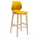 Chaise de bar pieds hêtre naturel, coque jaune 386 UNI Et-al