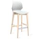 Chaise de bar pieds hêtre teinté érable, coque blanc 386 UNI Et-al