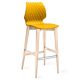 Chaise de bar pieds hêtre teinté érable, coque jaune 386 UNI Et-al