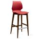 Chaise de bar pieds hêtre teinté wengé, coque rouge corail 386 UNI Et-al