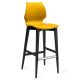 Chaise de bar pieds hêtre teinté noir, coque jaune 386 UNI Et-al