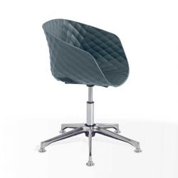 Chaise pivotante 597 DP pied aluminium brillant, coque gris petit-gris, UNI-KA Et-al