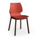 Chaise bois pieds ronds hêtre teinté wengé UNI 577 Et-al, coloris rouge corail