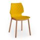 Chaise bois pieds ronds hêtre teinté chêne UNI 577 Et-al, coloris jaune