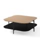 Table basse carrée 100 x 100 EXO Kendo, plateau chêne clair et tablette noir