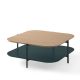 Table basse carrée 100 x 100 EXO Kendo, plateau chêne clair et tablette océan