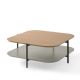 Table basse carrée 100 x 100 EXO Kendo, plateau chêne clair et tablette pierre