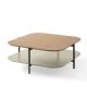 Table basse carrée 100 x 100 EXO Kendo, plateau chêne clair et tablette sable