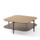 Table basse carrée 100 x 100 EXO Kendo, plateau chêne clair et tablette taupe