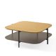 Table basse carrée 100 x 100 EXO Kendo, plateau chêne naturel et tablette taupe