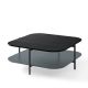 Table basse carrée 100 x 100 EXO Kendo, plateau chêne teinté wengé et tablette brouillard