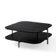 Table basse carrée 100 x 100 EXO Kendo, plateau chêne teinté wengé et tablette noir