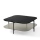 Table basse carrée 100 x 100 EXO Kendo, plateau chêne teinté wengé et tablette pierre