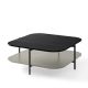 Table basse carrée 100 x 100 EXO Kendo, plateau chêne teinté wengé et tablette pierre