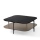 Table basse carrée 100 x 100 EXO Kendo, plateau chêne teinté wengé et tablette taupe