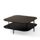 Table basse carrée 100 x 100 EXO Kendo, plateau chêne toasté et tablette noir