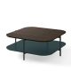 Table basse carrée 100 x 100 EXO Kendo, plateau chêne toasté et tablette océan