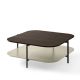 Table basse carrée 100 x 100 EXO Kendo, plateau chêne toasté et tablette sable