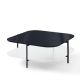 Table basse carrée 100 x 100 EXO Kendo, plateau verre noir et tablette blanc