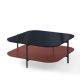 Table basse carrée 100 x 100 EXO Kendo, plateau verre noir et tablette tuile