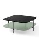 Table basse carrée 100 x 100 EXO Kendo, plateau chêne teinté wengé et tablette menthe