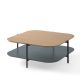 Table basse carrée 120 x 120 cm EXO Kendo, plateau chêne clair et tablette brouillard