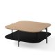Table basse carrée 120 x 120 cm EXO Kendo, plateau chêne clair et tablette noir