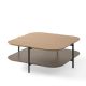 Table basse carrée 120 x 120 cm EXO Kendo, plateau chêne clair et tablette taupe