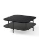 Table basse carrée 120 x 120 cm EXO Kendo, plateau chêne teinté wengé et tablette graphite