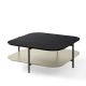 Table basse carrée 120 x 120 cm EXO Kendo, plateau chêne teinté wengé et tablette sable