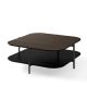 Table basse carrée 120 x 120 cm EXO Kendo, plateau chêne toasté et tablette noir