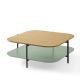 Table basse carrée 120 x 120 cm EXO Kendo, plateau chêne naturel et tablette menthe